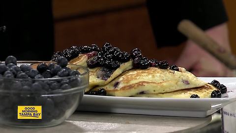 Having fun on National Blueberry Pancake Day