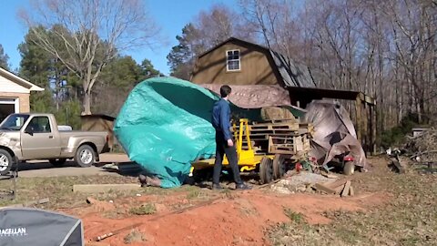 A Well Timed Gust Of Wind Makes Taking Off A 40x20 Foot Tarp Easy