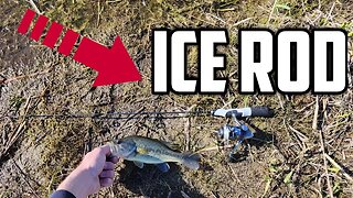Catching a Bass From Shore With The ICE ROD! #fishing #shortvideo