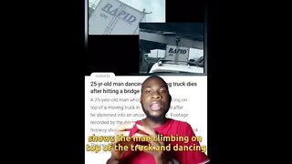 25-yr-old man dancing on moving truck diesafter hitting a bridge in USA