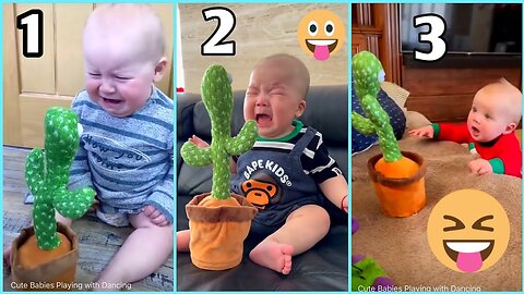 4 MARCH BABY PLAYING WITH DANCING CACTUS. HILLARIOUS FUNNY VIDEOS
