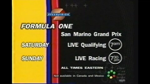 Formula One - Commercial - San Marino Grand Prix on Speedvision