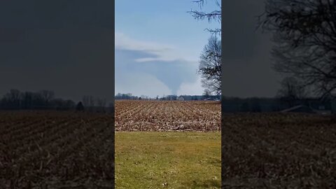 Walmart warehouse fire 20 miles away. Looks like tornado and is showing up on weather radar.