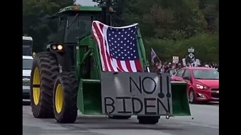 "F*ck Joe Biden" Rally Tractor & American Flag