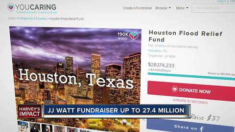 JJ Watt has now raised more than $28 million for Hurricane Harvey victims