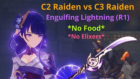 Raiden C2 vs C3 Damage using "Engulfing Lightning" (Genshin Impact)