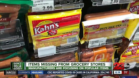 Items missing from grocery stores