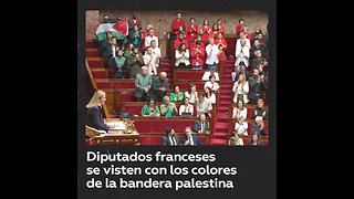 Diputados de izquierda protestan en el Parlamento francés con colores de la bandera palestina