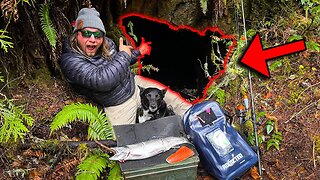 I FOUND A CAVE! Let's Cook FISH IN IT!! Steelhead Fishing SUCCESS In Small Creek.