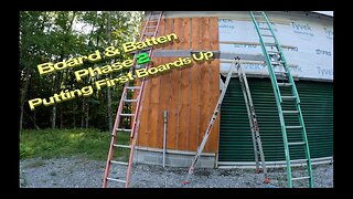 Board & Batten Siding Project Phase 2 - Putting up the first boards in and around the electrical.