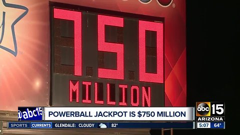 Powerball jackpot up to $750 million!