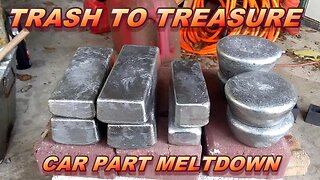 Trash to Treasure!! Scrap car parts to ingot!!