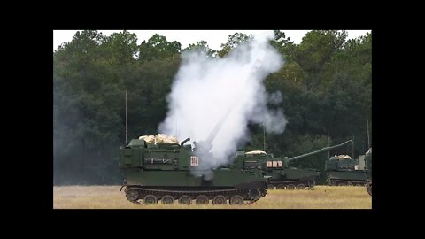 Modernized M109A7 Paladin Howitzers Conduct Fire Missions