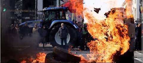Europeans Farmers Burn Tier's|Protest at EU Minister meeting| BBC News