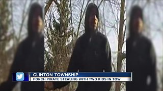 Porch pirate accused of stealing from Clinton Township home with two kids in tow