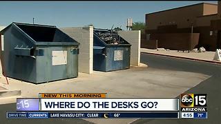 Desks found in dumpster in front of Ahwatukee school