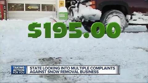 State looking into multiple complaints against snow removal business