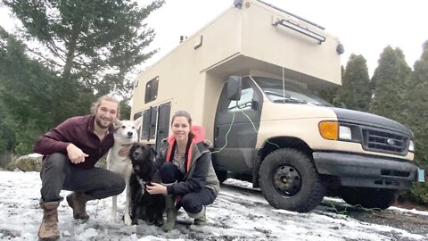 COUPLE Lives In a Van w/ DOGS - WINTER CAMPING