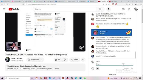 Watching Matt Orfalea whining about demonetization while censoring me.