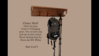 Cherry Shelf with Pegs and Wood Burning Accents part 4