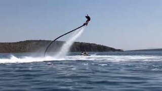 Flyboard stunt doesn't go as it's supposed to