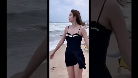 Beautiful Chinese Girl On The Beach