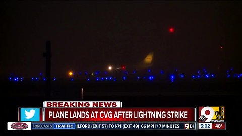 DHL cargo plane lands at CVG after being struck by lightning