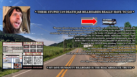BURN THE C19 DEATH JAB BILLBOARD IN BURNSVILLE, WV