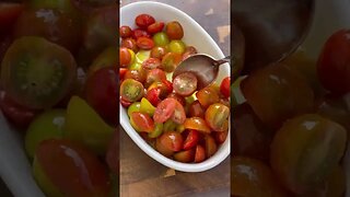 Roasted tomatoes on avocado toast