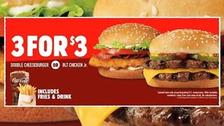3 for 3 meal is king at Burger king for saving money on the go
