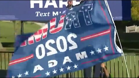 Bernie Sanders Interrupted By Trump Supporter Waving TRUMP 2020 Flag While Campaigning For Biden