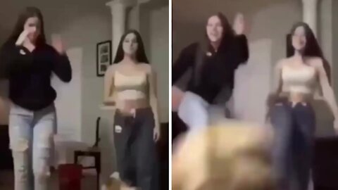 Girl accidentally kicked the dog hard while doing rehearsal