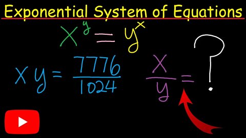 Exponential System of Equations | AMC + Kangaroo Math + Precalculus + Calculus | Full Solution