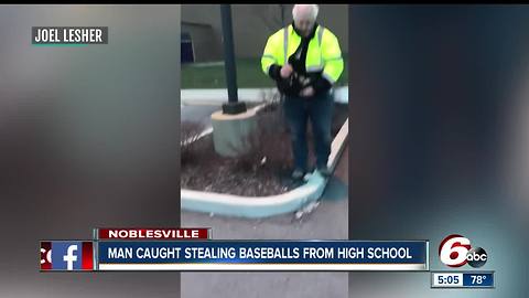 Coach caught man walking off with baseballs following a practice