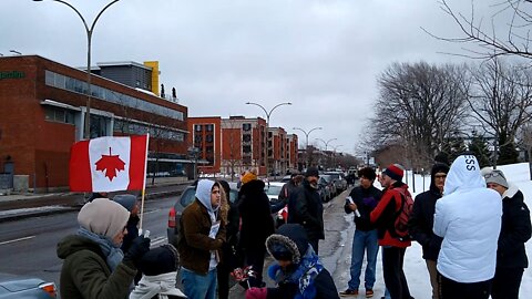 Late protest against COVID restrictions in Jarry Park, Montreal, Quebec, Canada on February 12, 2022