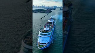 The Miami Skyline makes this cruise ship stylish! #cruiseship #royalcaribbean