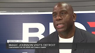 Magic Johnson visits Detroit to campaign for Biden-Harris ticket