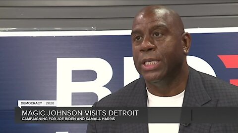 Magic Johnson visits Detroit to campaign for Biden-Harris ticket