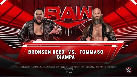WWE Monday Night Raw Tommaso Ciampa vs Bronson Reed