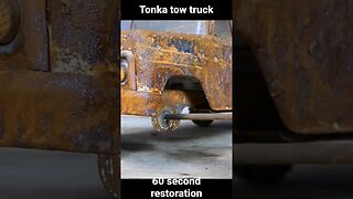 rusty tonka tow truck restored in 60 seconds