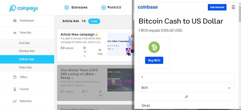 How To Get Free Bitcoin Cash BCH Cryptocurrency Watching Article Ads At Coinpayu & Instant Withdraw