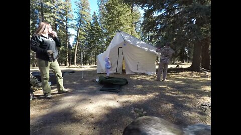 Putting up a Davis Tent 16x14 Outfitter Wall Tent with awning