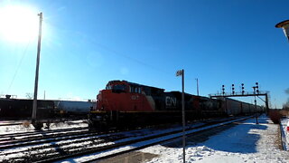 Autoracks Train 274 With CN 8007 & CN 2295 Engines East In Sarnia