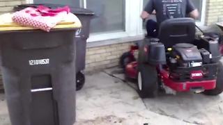 Man Fails In Parking Lawn Mower