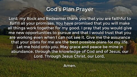 God’s Plan Prayer (Prayer for a New Job Opportunity)