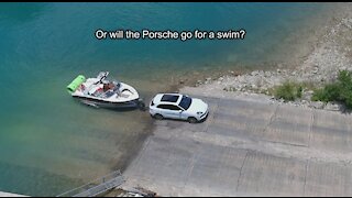 Brett Scally Launches His Huge Boat with a Porsche SUV - A Drone View