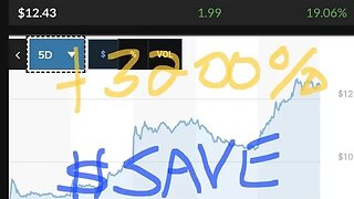 TRADING TICKER $SAVE up over 22% today! Calls printed over 3200%! $5 on the week!