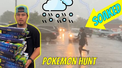Hunting For Pokemon Cards In THE WORST THUNDERSTORM EVER! (Hail, Lightning, And Floods)