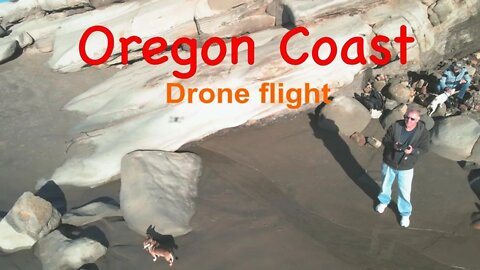 Drone flight at Beach on Oregon South coast.