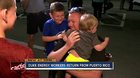 Duke Energy workers get heroes welcome home after helping restore power in Puerto Rico